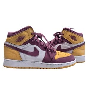 Nike Air Jordan 1 Retro High OG GS Brotherhood 575441-706 Size 6.5Y Purple Gold